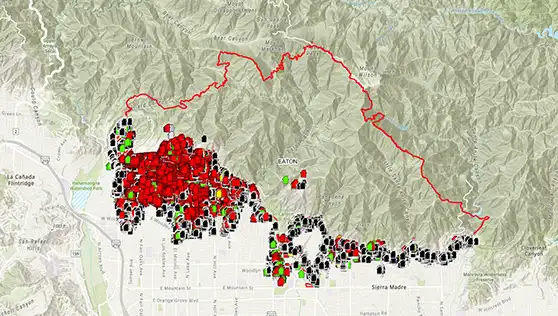 Eaton fire map