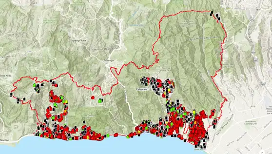 Palisades fire map